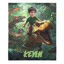 Custom Dinosaur Blankets Personalized Boy Riding Dinosaur Blanket Gift For Teens