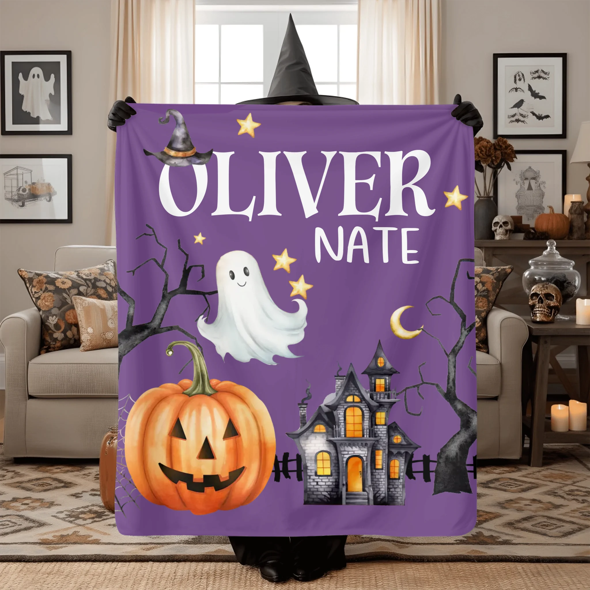 Halloween Blanket, Personalized Name Halloween Baby Blanket