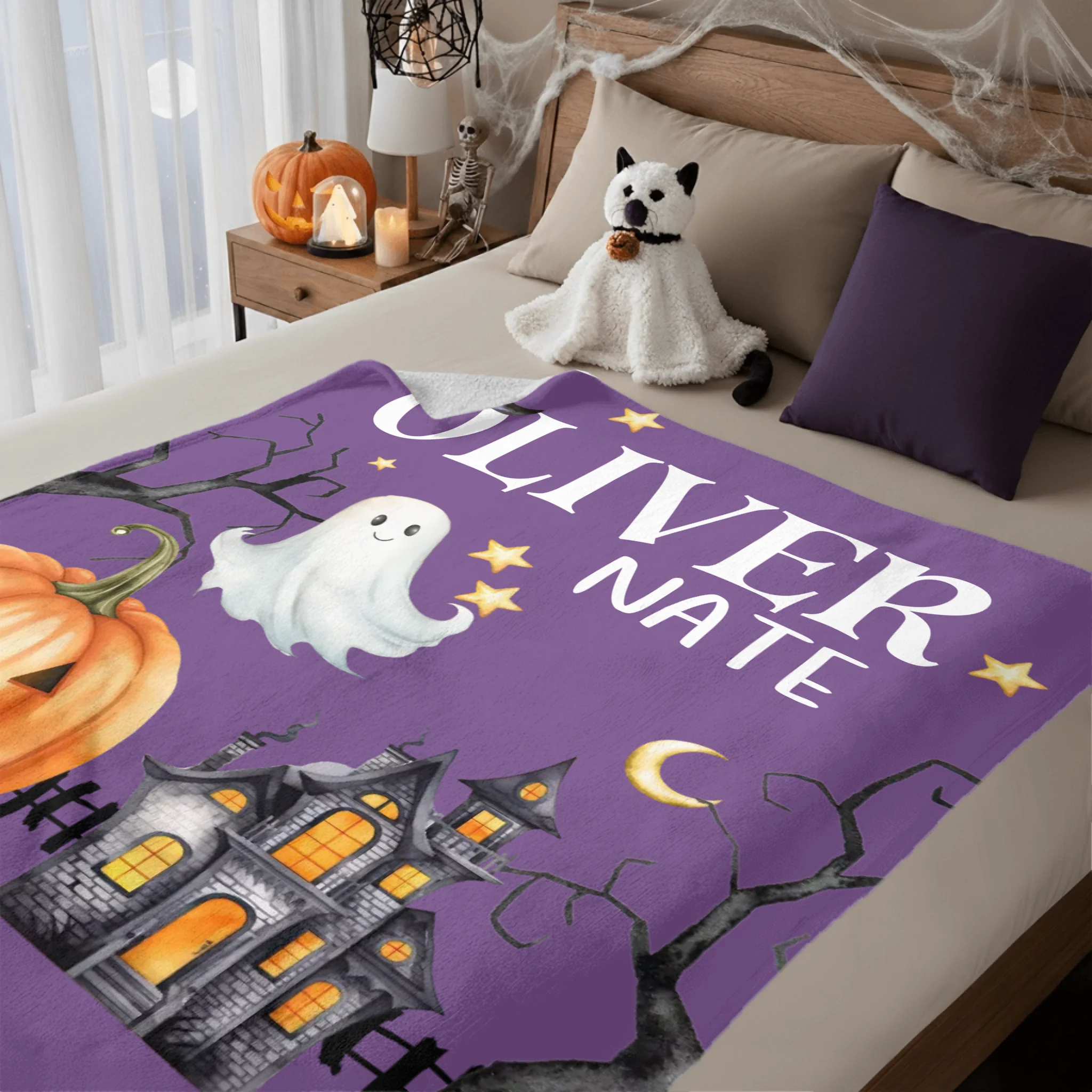 Halloween Blanket, Personalized Name Halloween Baby Blanket