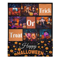 Trick Or Treat - Personalised Photo Collage Halloween Blanket - Gifts for Children,Friend,Family