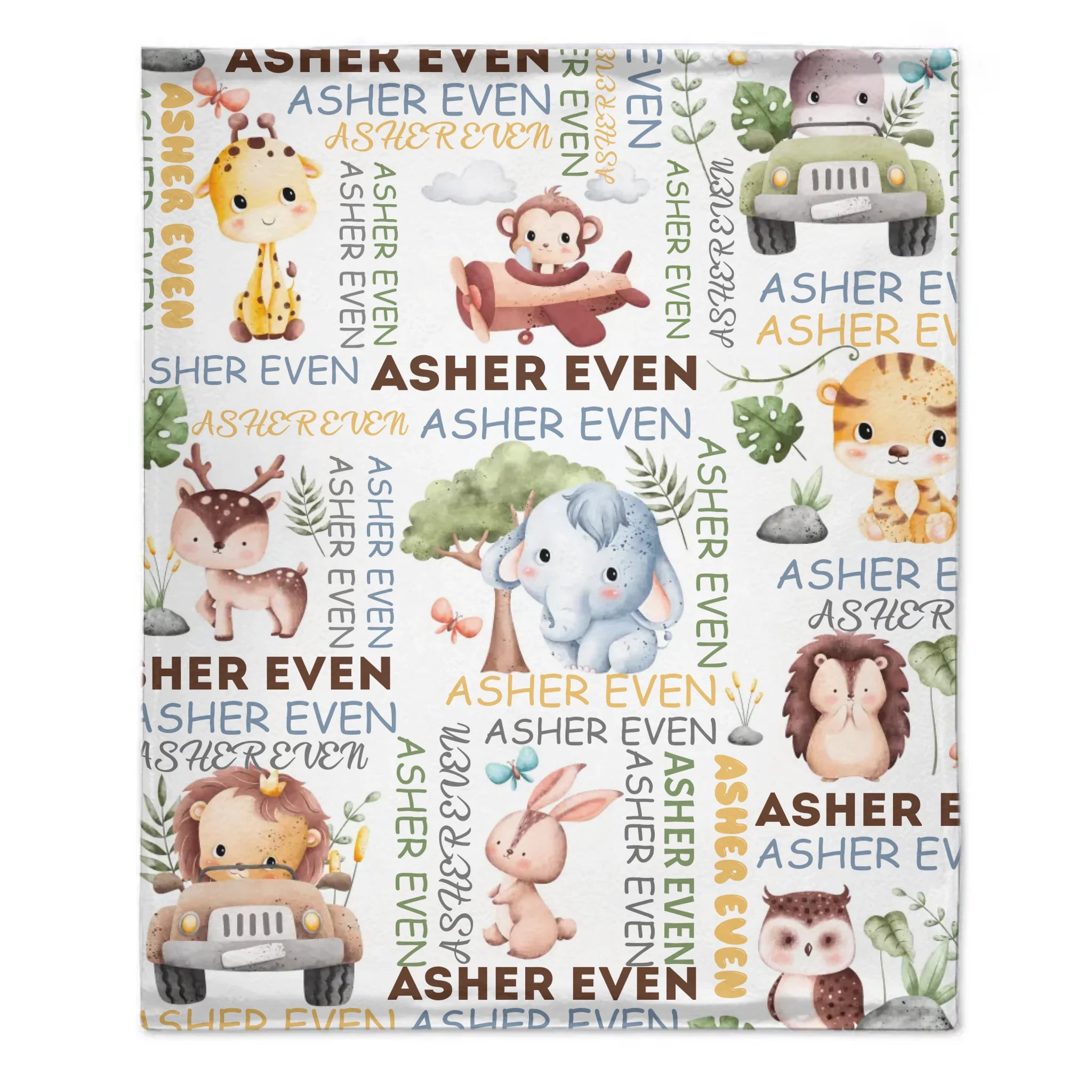 Custom Blanket with Name,Personalized Custom Baby Elephant Blankets