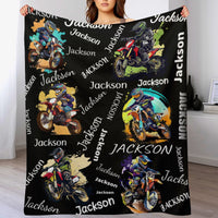 Personalized Custom Name Motocross Rider  Blankets Blanket For Kids