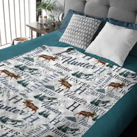Personalized Moose Name Blanket - Outdoors Mountain Blanket - Custom Hunting