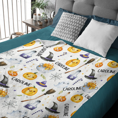 Free Shipping✈️Personalized Halloween Baby Blanket, Custom Plush Halloween Blanket