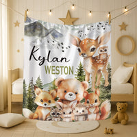 Livraison gratuite✈️Couvertures personnalisées pour bébé avec nom, couverture photo d'animal des bois