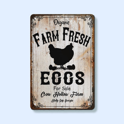 Custom Your Farm Name Fresh Eggs Rustic Aluminum Farmhouse Sign Wall Plaque