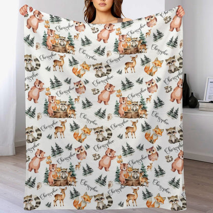 Free Shipping✈️Personalized Woodland Animal Custom Baby Blanket