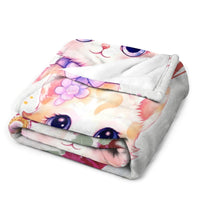 Customized Name Cute Kitten Blanket Soft Warm Plush Blanket Sofa Office