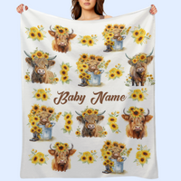 Personalized Cow Print Blanket - Gifts for Newborn