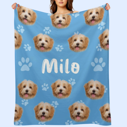 Personalized Custom Name Pet Face Blanket - Unique Gifts for Pet Lovers