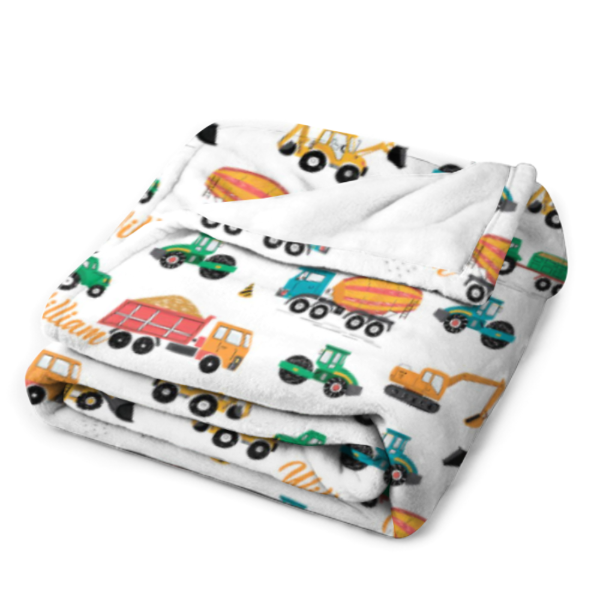 Livraison gratuite✈️Nom personnalisé Couverture de voiture de construction mignonne personnalisée - Cadeaux pour les enfants 