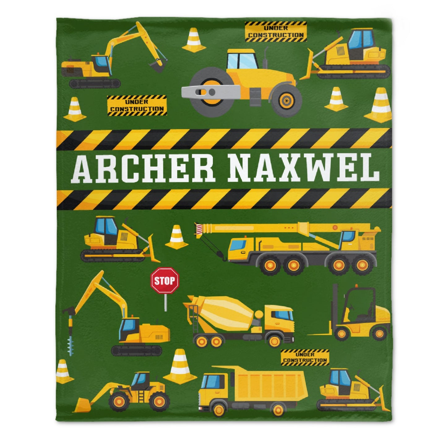 Free Shipping✈️Personalized Name Custom Construction Vehicle Theme Blanket