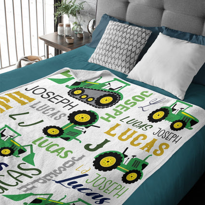 Free Shipping✈️Personalized Farm Tractor Name Custom Blanket