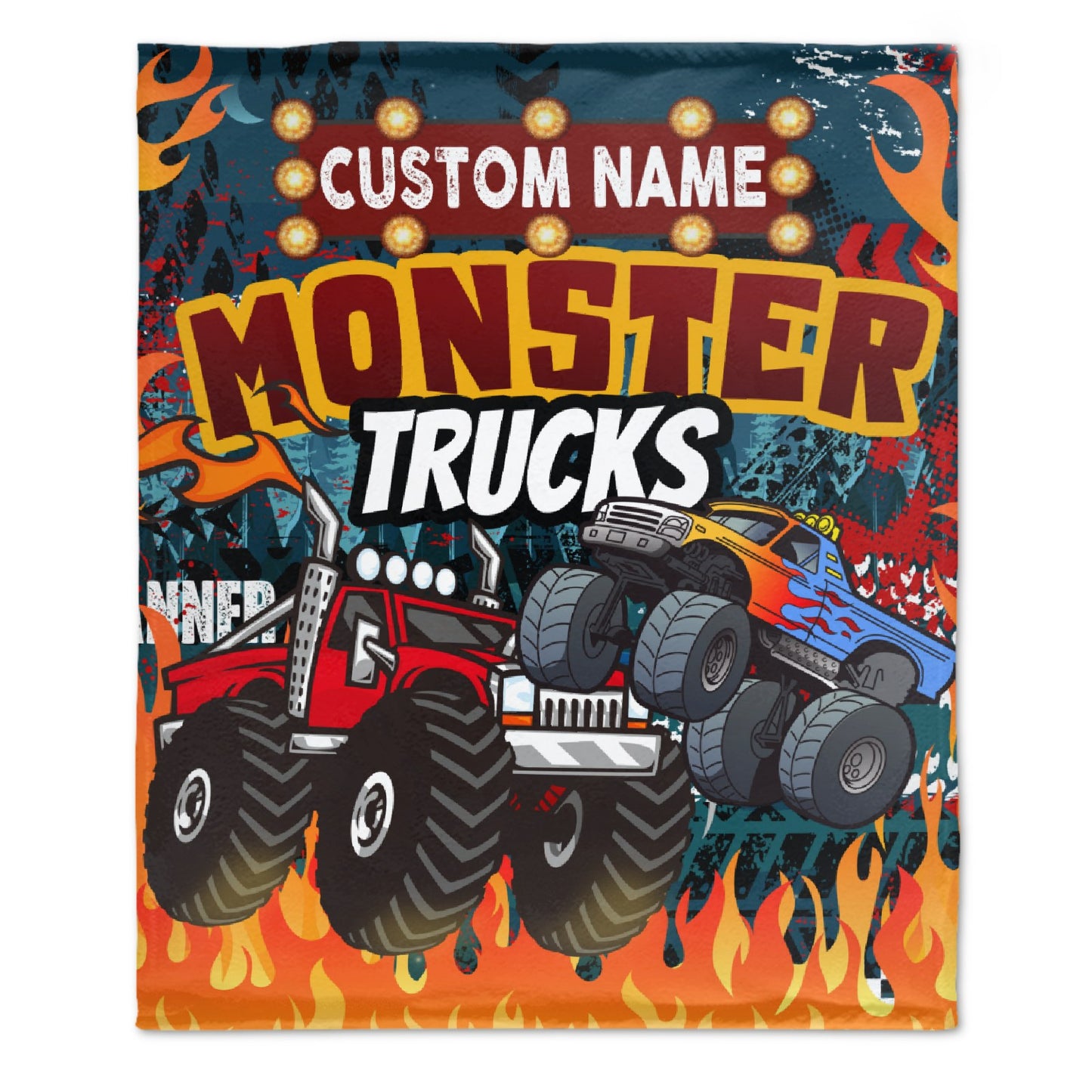 Free Shipping✈️Custom Name Monster Cartoon Truck Kids Blanket