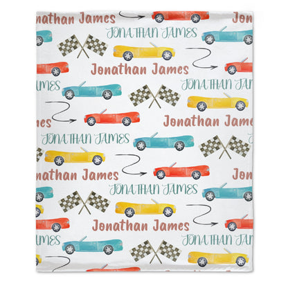 Couverture pour bébé avec nom personnalisé, voiture de course, livraison gratuite✈️