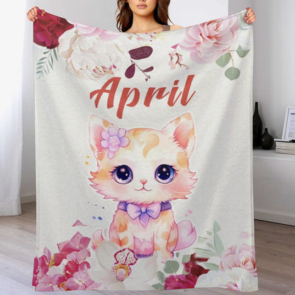 Livraison gratuite✈️Nom personnalisé mignon chaton couverture douce chaude en peluche couverture canapé bureau