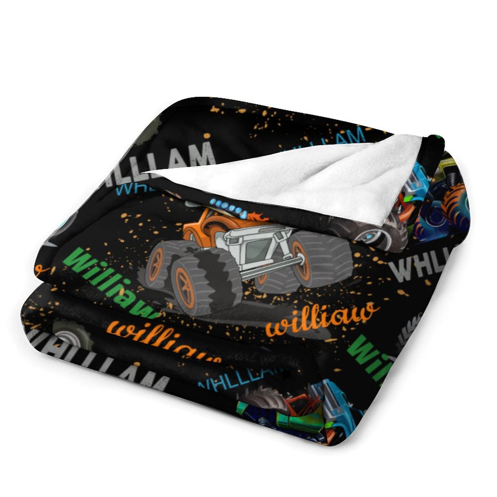 Monster Truck Custom Blanket Gift for Kids, Personalized Gift for Toddler Boy