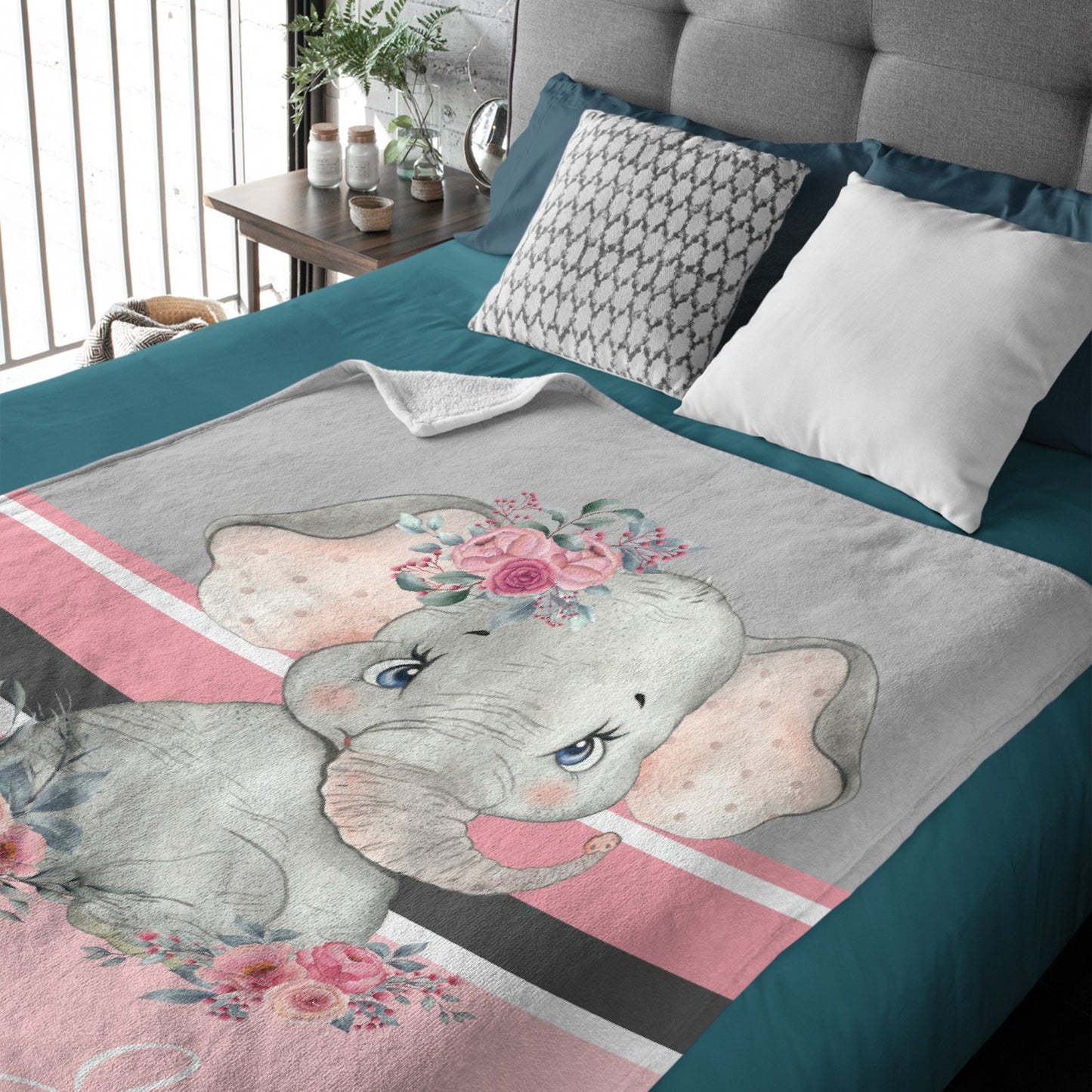 Free Shipping✈️Personalized Floral Elephant Blanket - Customized Name Gift