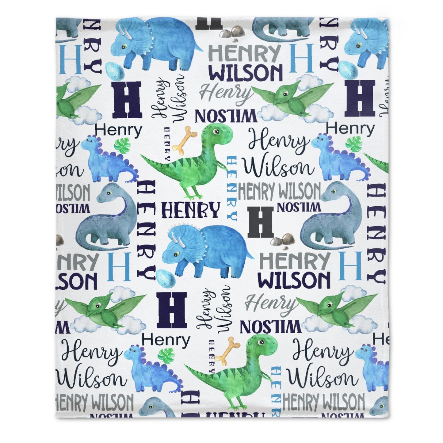 Free Shipping✈️Personalized Dinosaur Name Custom Baby Blanket