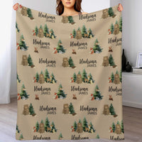 Personalized Forest Animal Blanket - Custom Baby Name Woodland Blanket, Wildlife Name Blanket