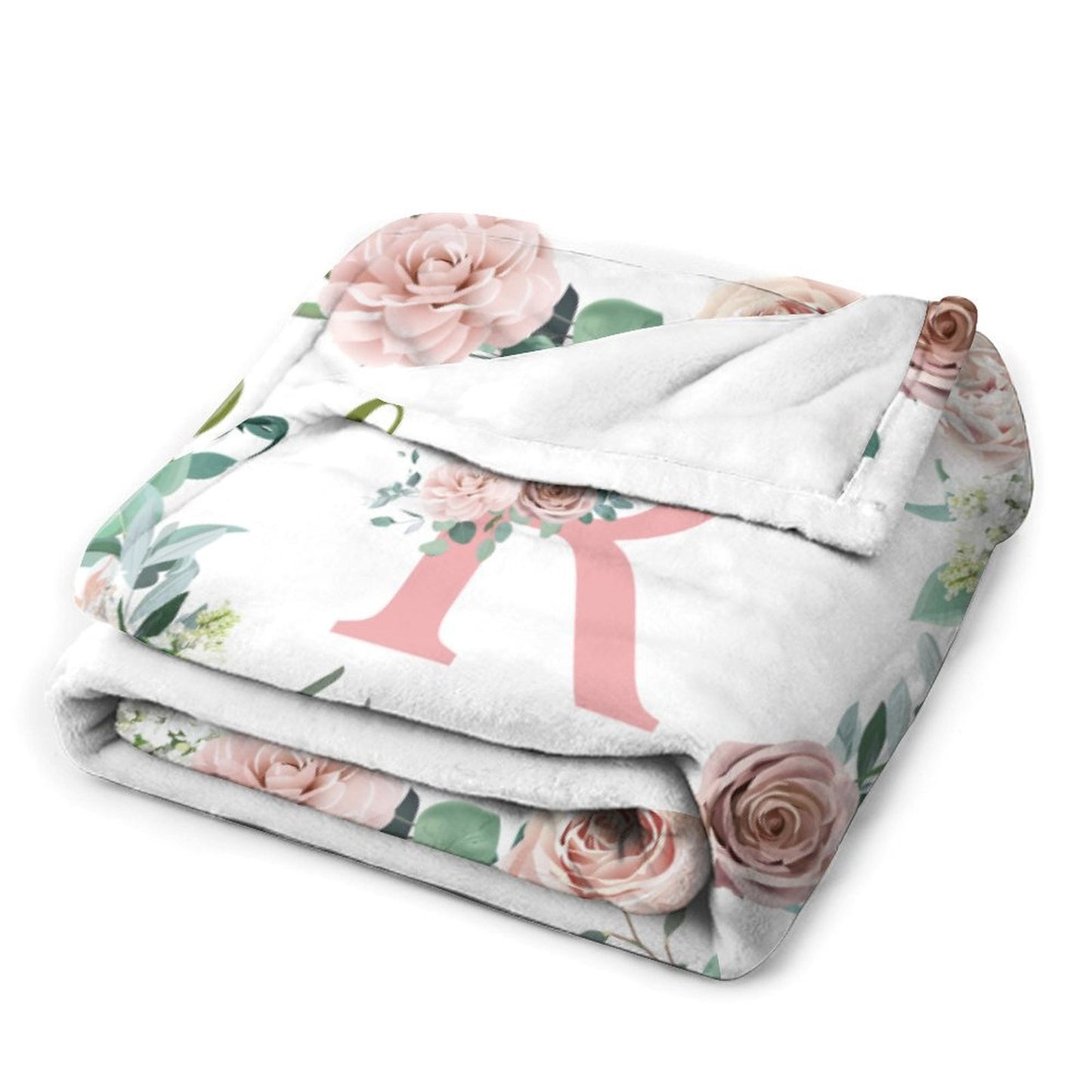 Free shipping✈️Personalized Baby Blanket for Girls With Name, Light Pink Floral Blanket