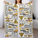 Personalized Custom Excavator Blanket With Name - Road Sign Fence, Gift For Children
