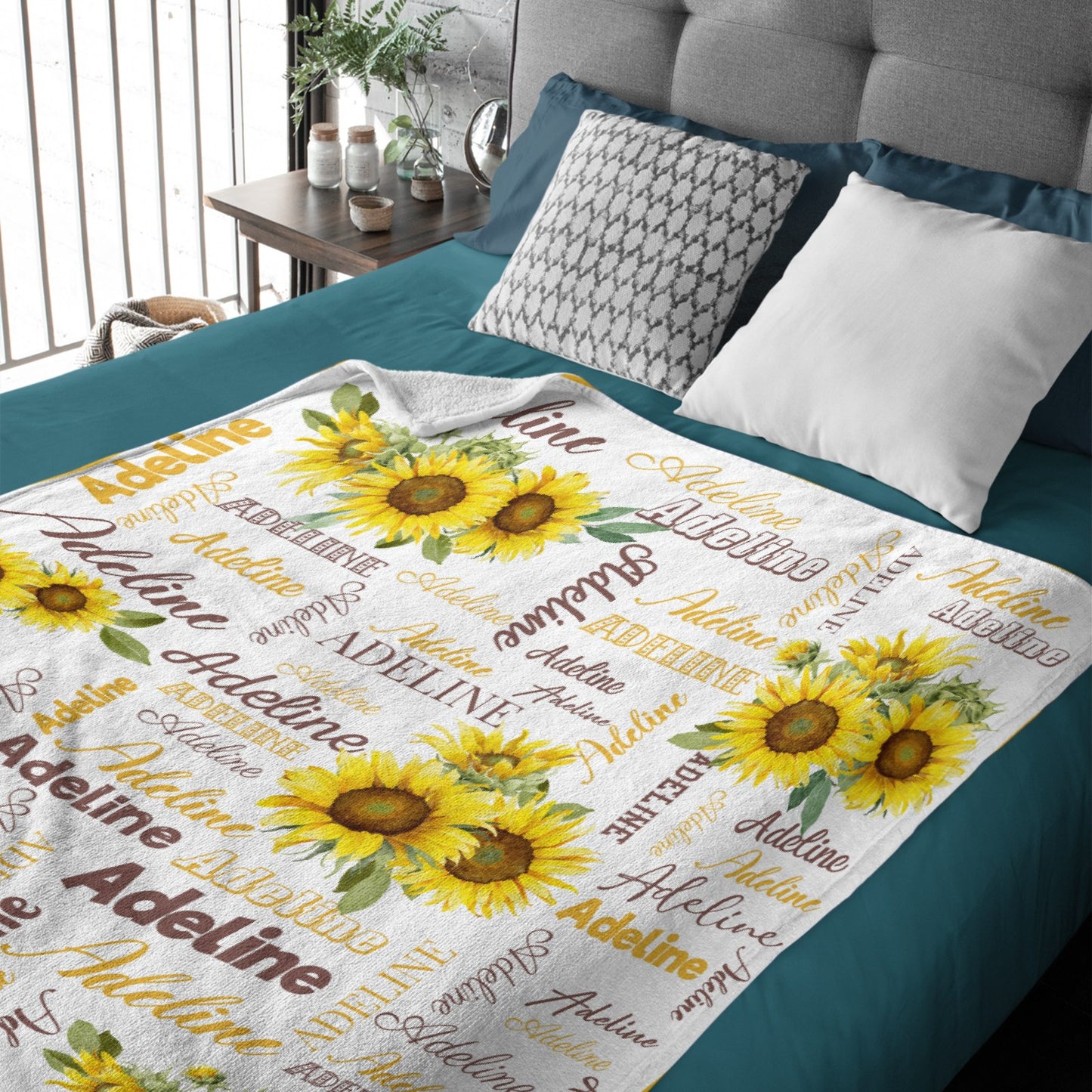 Free Shipping✈️Personalized Customized Name Sunflower Blanket for Kids Baby Family