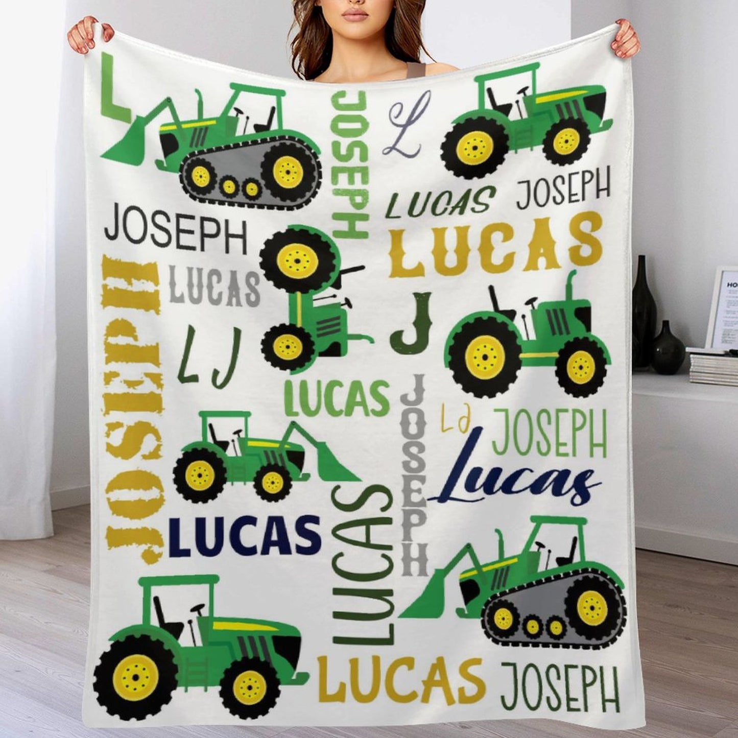 Free Shipping✈️Personalized Farm Tractor Name Custom Blanket