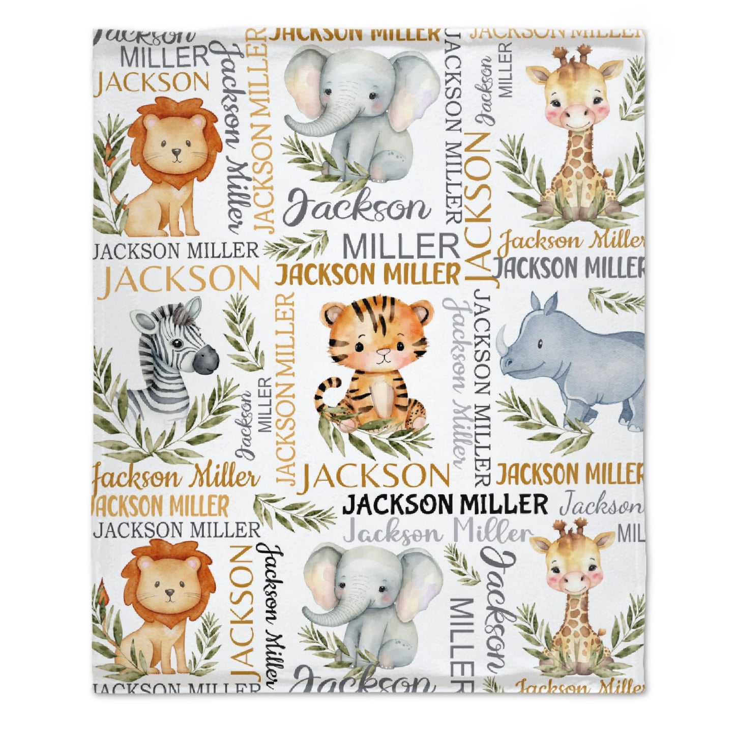 Couverture pour bébé avec nom personnalisé, livraison gratuite✈️Aquarelle Safari Animal