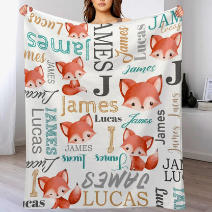 Free Shipping✈️Custom Baby Blanket Personalized Baby Blankets for Boys and Girls-fox Animal blanket