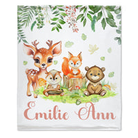 Personalized Woodland Animal Names Custom Blanket