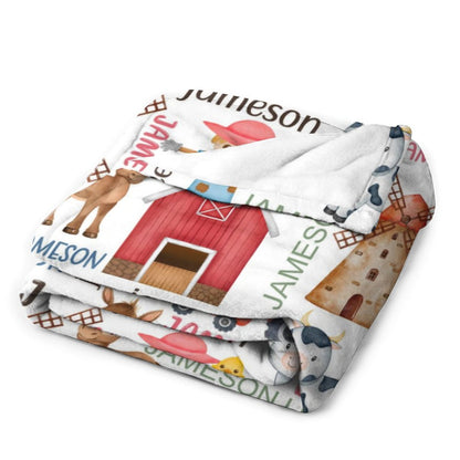 Free Shipping✈️Horse Cow Barn Farm Personalized Name Baby Blanket