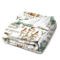 Personalized Name Dragon Castle Baby Blanket