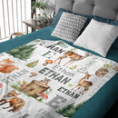Personalized Woodland Animal Blanket Customized Baby Name Kids Custom Deer And Fox