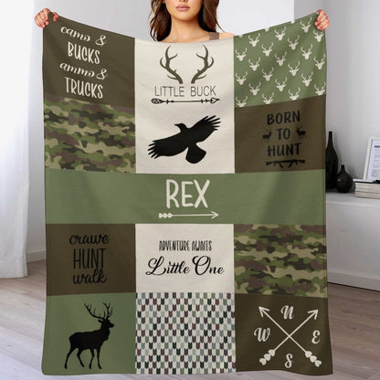 Free Shipping✈️Personalized Hunting Theme Blanket - Baby Boys Blanket Newborn Baby Gift