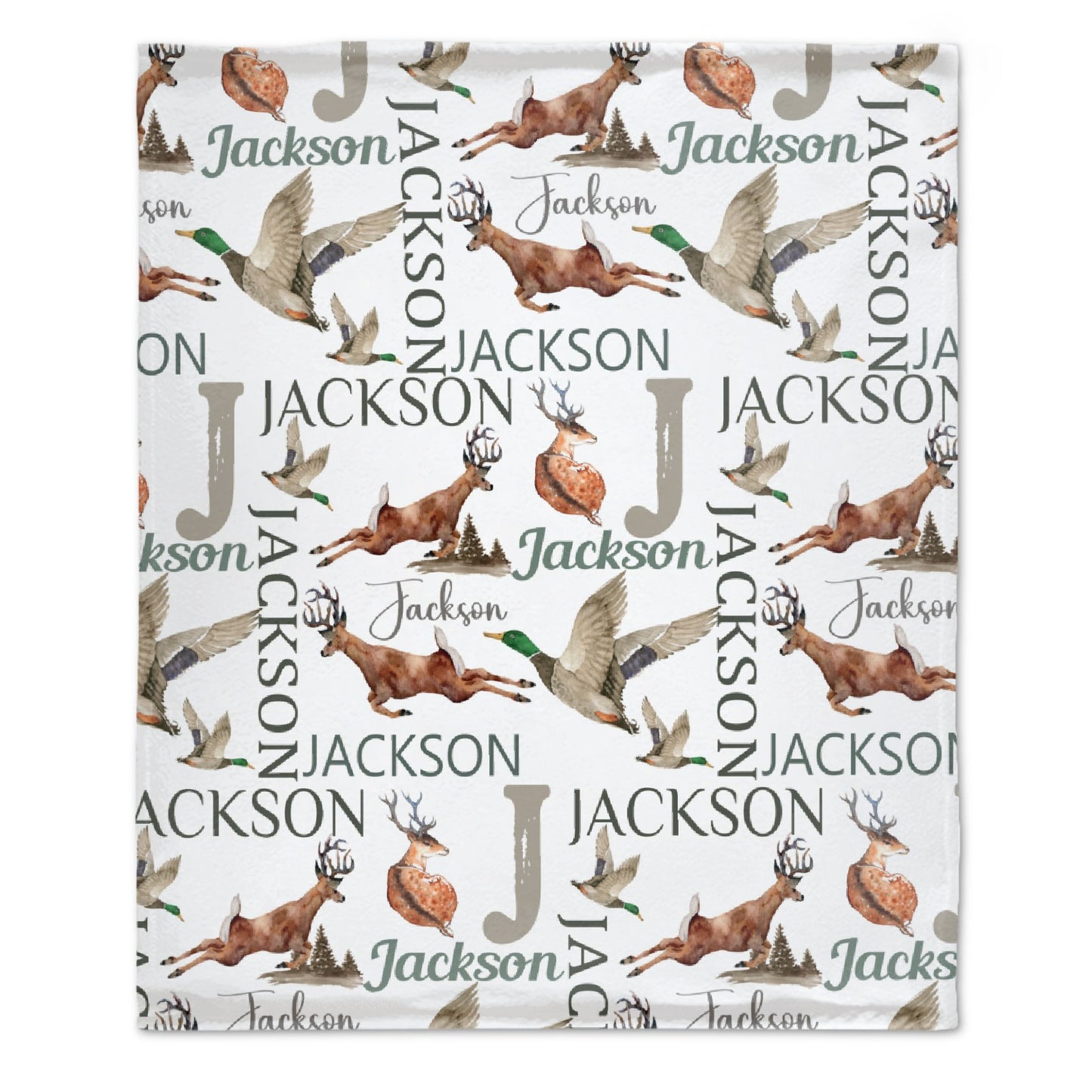 Livraison gratuite✈️Couverture personnalisée pour bébé, couverture de chasse, cerf, canard colvert nom de bébé des bois, couverture pour bébé sur le thème du pays