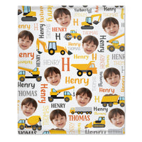 Personalized Custom Kid's Face Engineering vehicle blanket