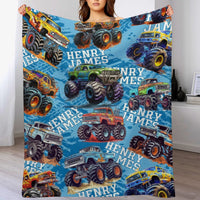 Personalized Truck Car Pattern Name Custom Blanket