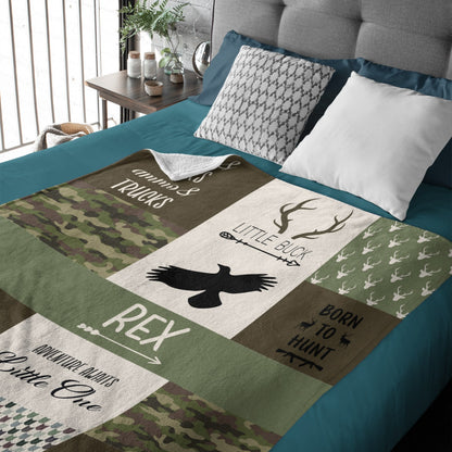 Free Shipping✈️Personalized Hunting Theme Blanket - Baby Boys Blanket Newborn Baby Gift