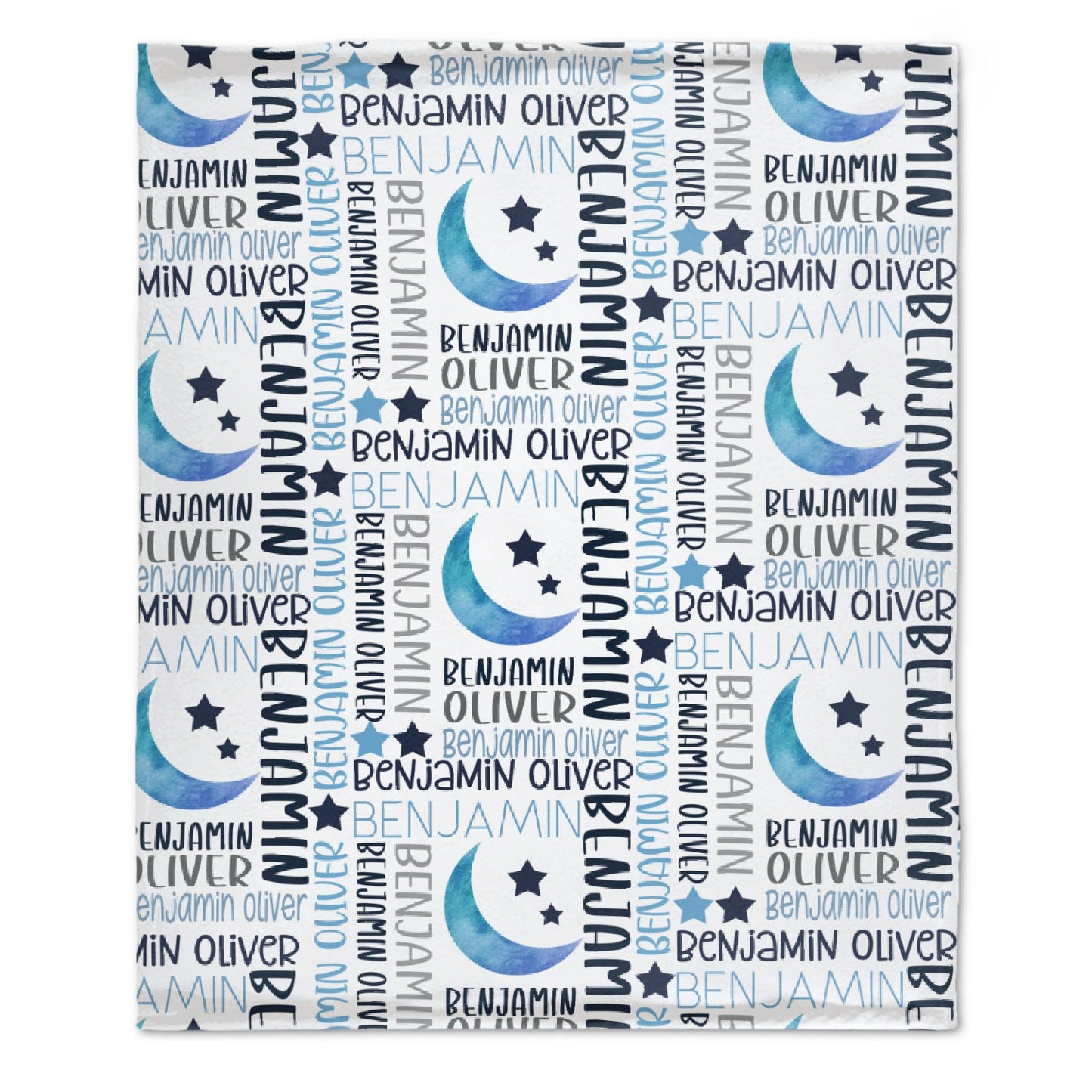 Free Shipping✈️Personalized Custom Baby Name Moon and Stars Blanket