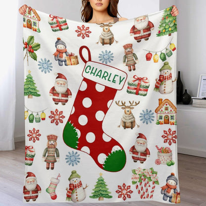 Free Shipping✈️Personalized Kids Christmas Name Blanket