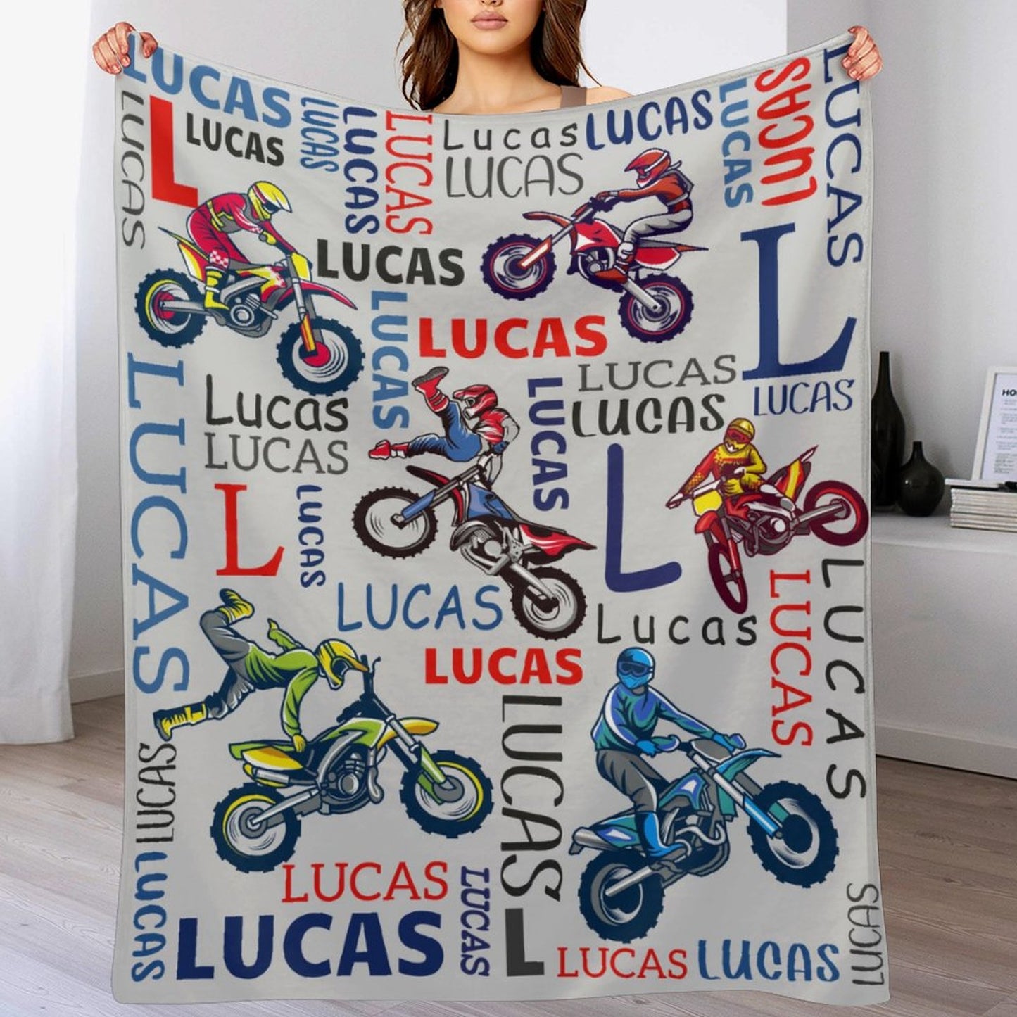 Free Shipping✈️Personalized Custom Name Dirt Bike Motocross Blanket