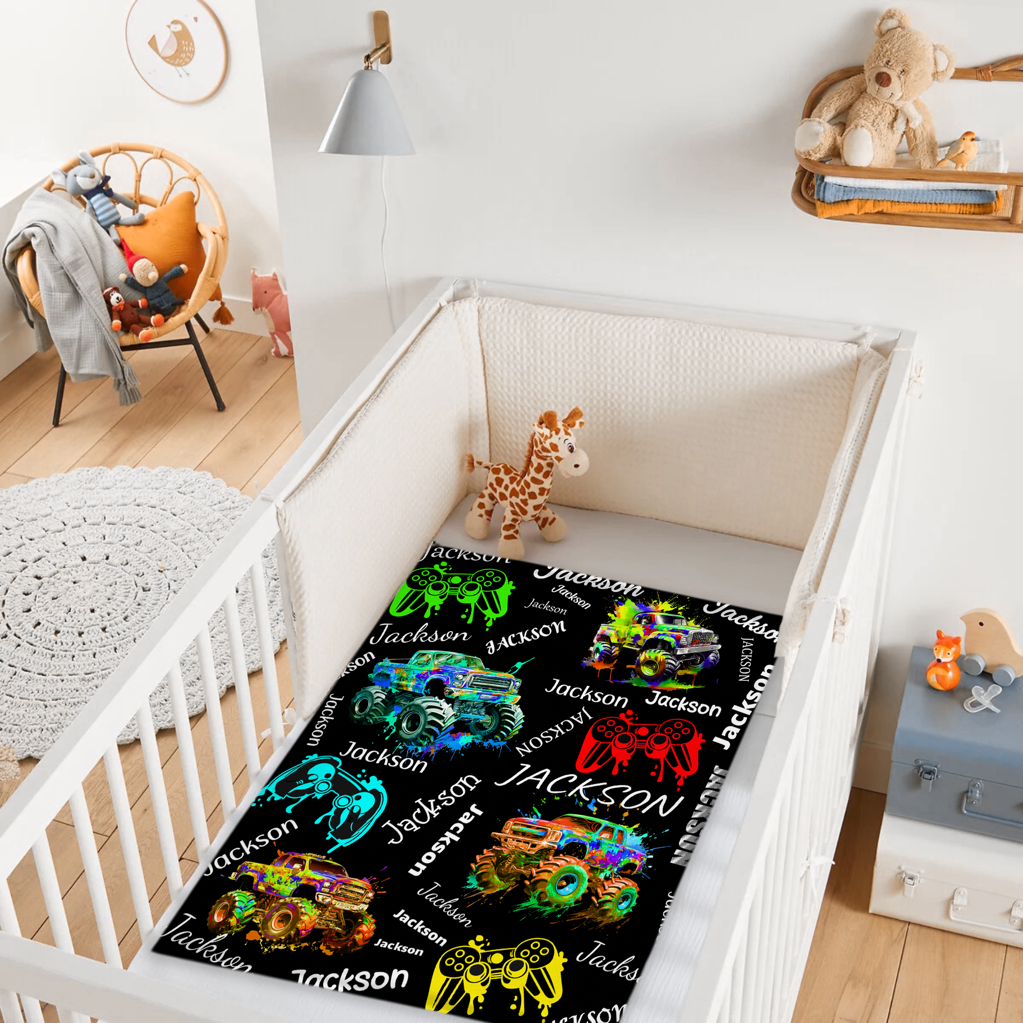 Game Controller Truck Blanket, Gamer Gift for Kids Boys Teen Adults
