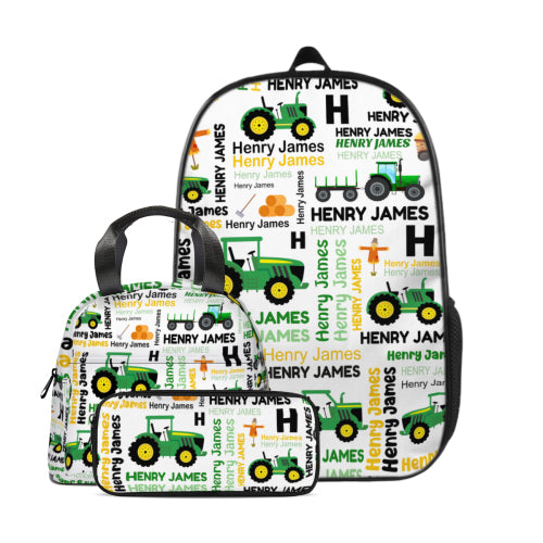 Boys Girls Kids Customized Construction Name Backpack