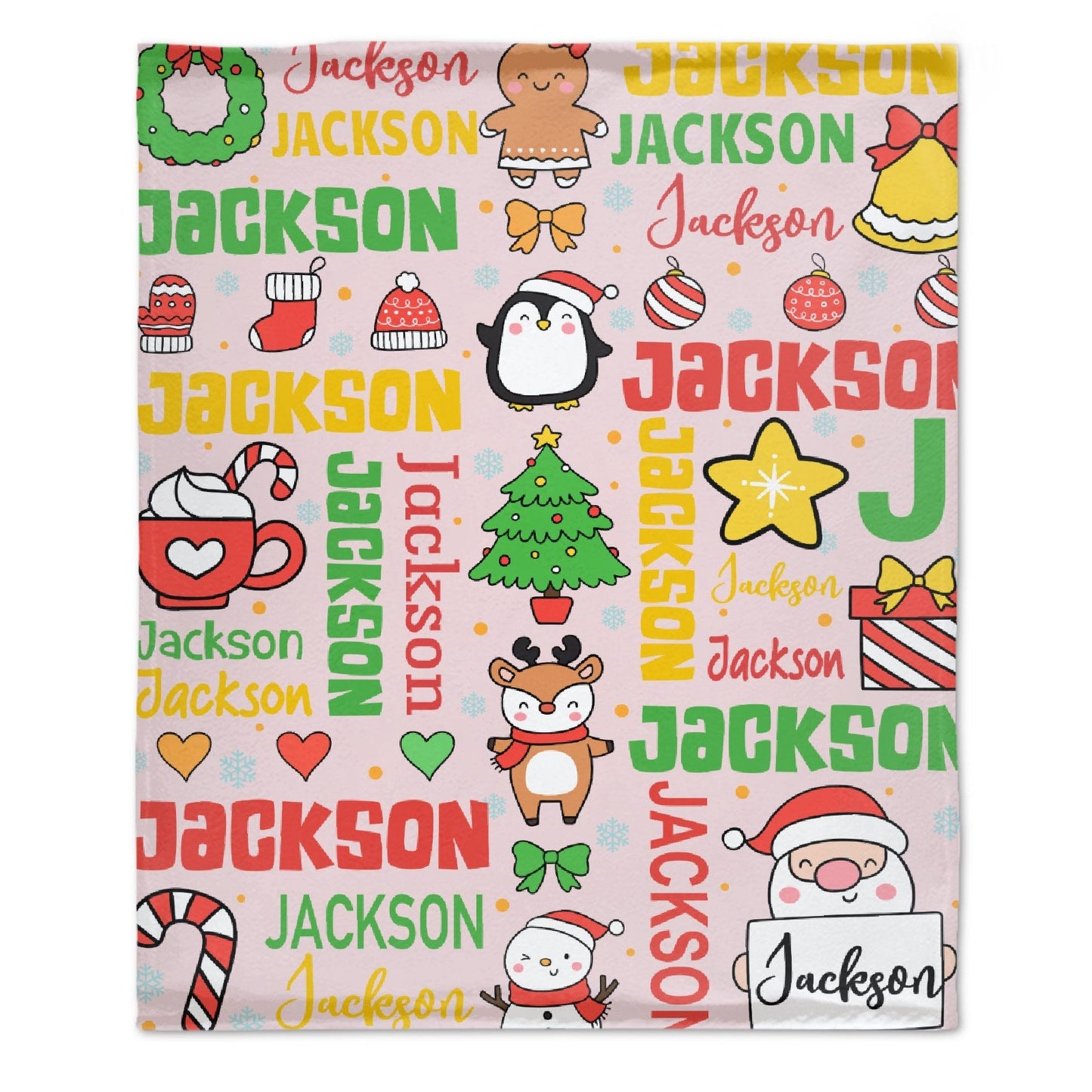 Customized Blankets for Christmas Day - Personalized Name Cartoon Pattern Christmas Blanket - Christmas Gift For Child