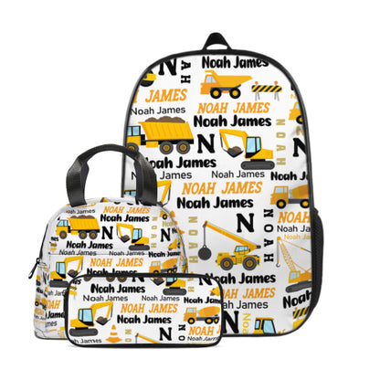 Personalized Construction Trucks Backpack For Kids