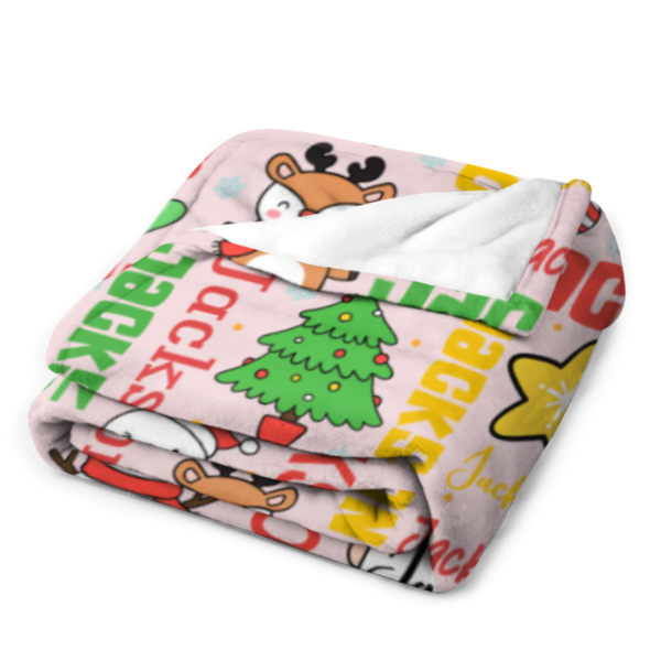 Customized Blankets for Christmas Day - Personalized Name Cartoon Pattern Christmas Blanket - Christmas Gift For Child