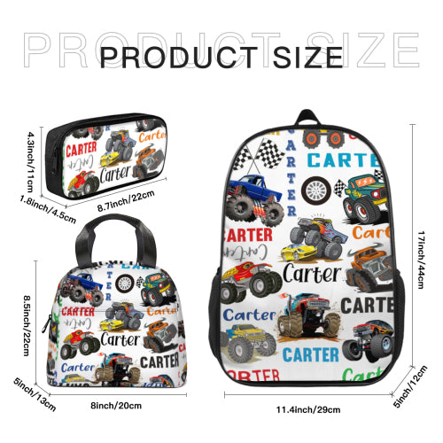 Livraison gratuite✈️Sac à dos Monster Truck avec nom personnalisé