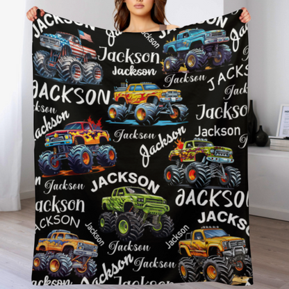 Custom Trucks Blanket - Personalized Multi-Font Name Blanket - A Gift For Friend,Child