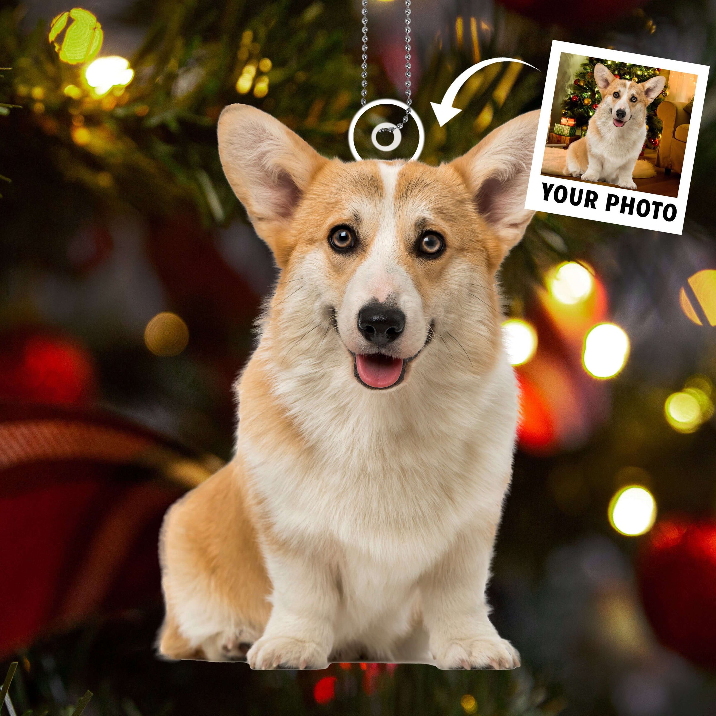 Furry Joy & Christmas Cuddles - Personalized Pet Photo Upload Acrylic Ornament - Gift For Pet Lovers